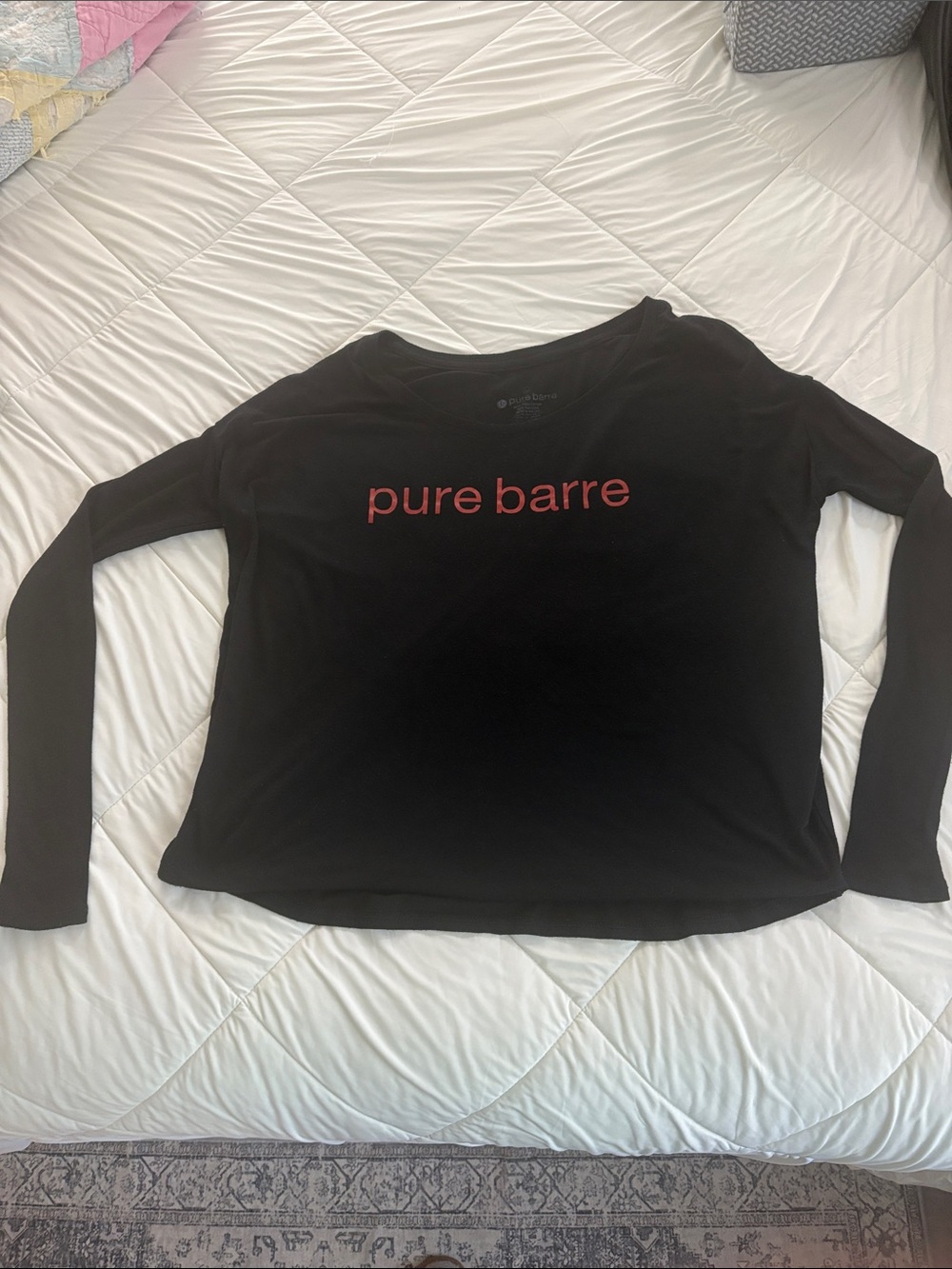 Pure Barre Black Long Sleeve Tee with Red Logo